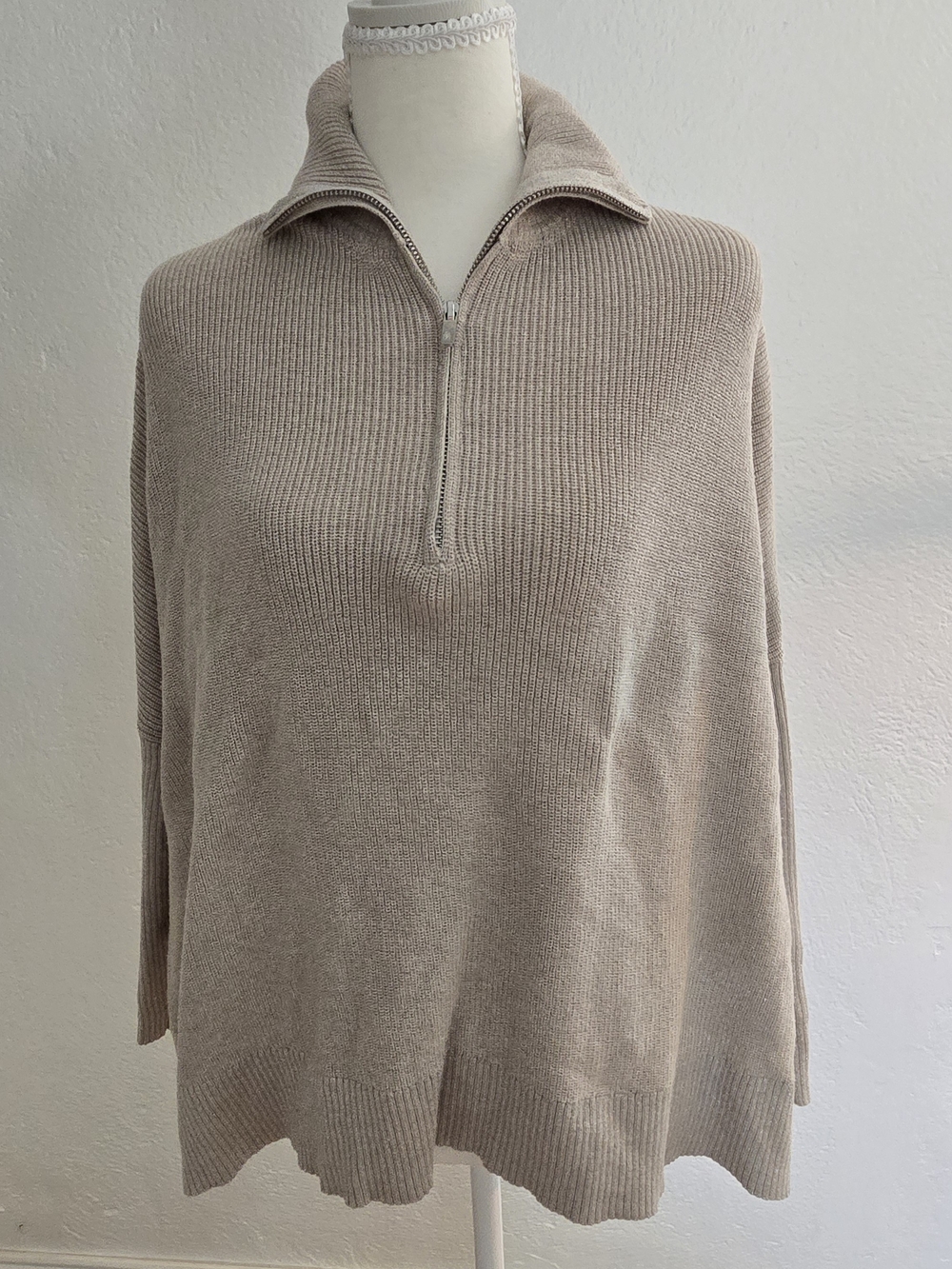 Women's Tommy Bahama Half-Zip Ribbed Collar Sweater - Beige Gold